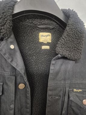 Wrangler Black Sherpa-Lined Shirt Jacket